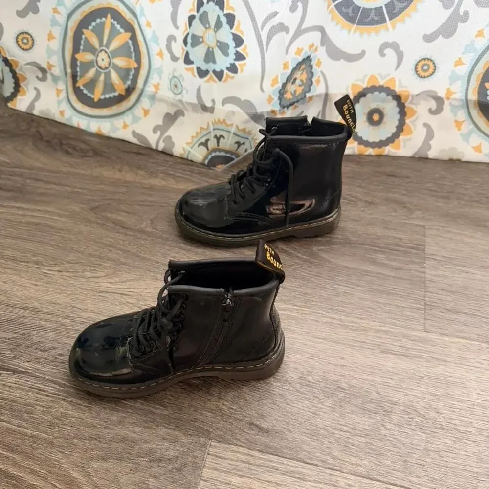 Black dr martens 1460 patent leather kids boots